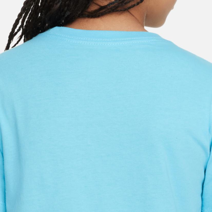 Nike Logo Print Round Neck Casual Short Sleeve T-Shirt Kids Tops Baltic-Blue FD0844-416