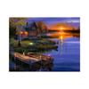 5D Sunset Lake House Rhinestone Stitch Crystal Scenery Embroidery Diamond Painting Room Decorative Resin Needlework