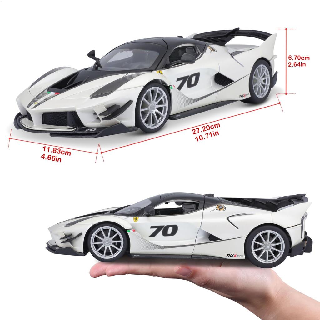 Bburago 1/18 Scale Ferrari FXX K EVO White / Diecast Model Car, Finished Model, 18-16012 (#70)
