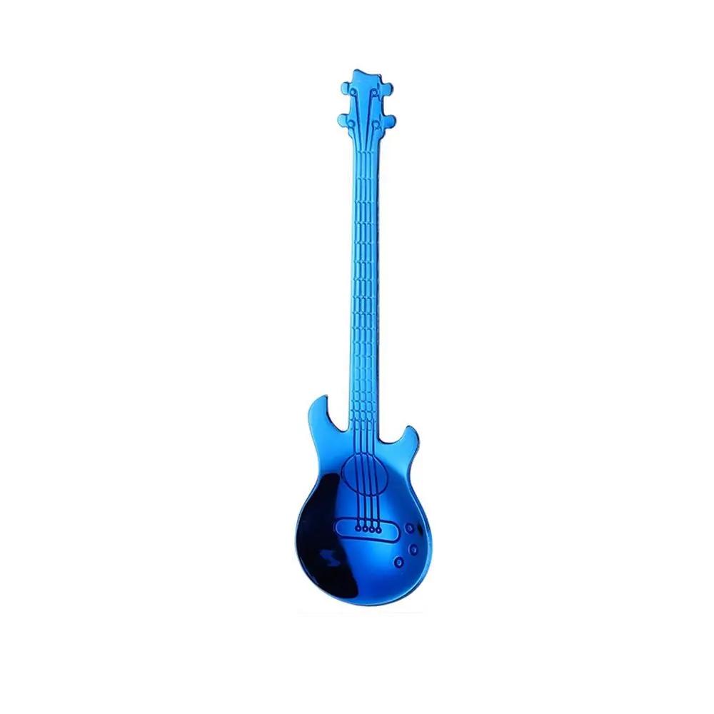 Musical Cutlery Guitar Shaped Coffee Spoon Metallic Stainless Steel Stirring Teaspoon Creative Dessert Ice Cream Scoop  Tools