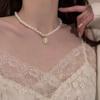 Retro opal pearl necklace neck chain women's light luxury niche new pearl necklace high-end collarbone chain