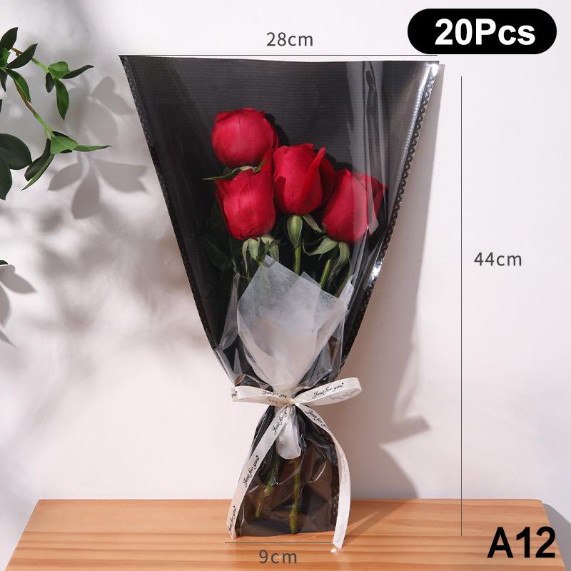 20/30/50Pcs Colorful Flower Wrappers Transparent Bag For Bouquet Flower Wrapper Waterproof Diy Gift Flower Decoration