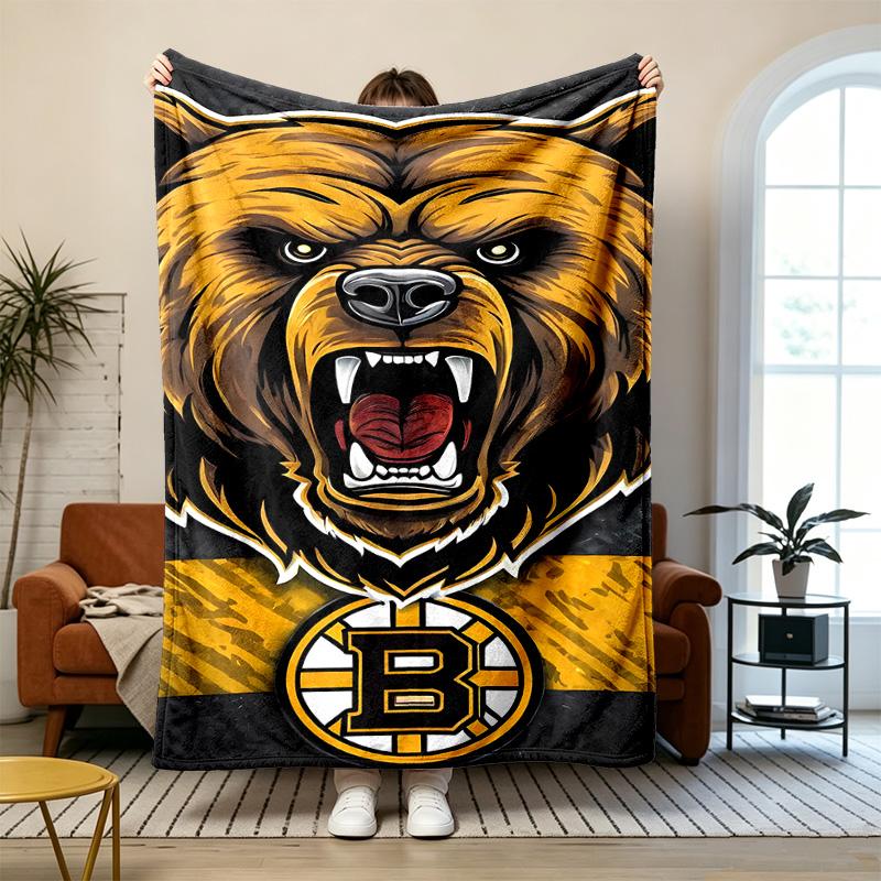 Boston Bruins Soft and Comfortable Flannel Suitable for Sofas Living Rooms Outdoor Camping Travel and Also Makes a Great Anniversary Gift