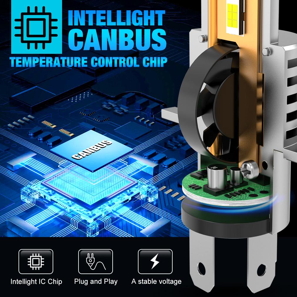 2Pcs 30000LM H4 LED Light Bulbs 9003 HB2 LED Headlights High&Low Beam 24pcs CSP Turbo Led Diode Lamps Wireless 70W Car Motorcycle Headlamp 12V 6500K