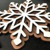 Wooden Snowflake Christmas Ornament Double-Layer 3D Design Hexagonal Shape Statue with Stable Base Table Decor