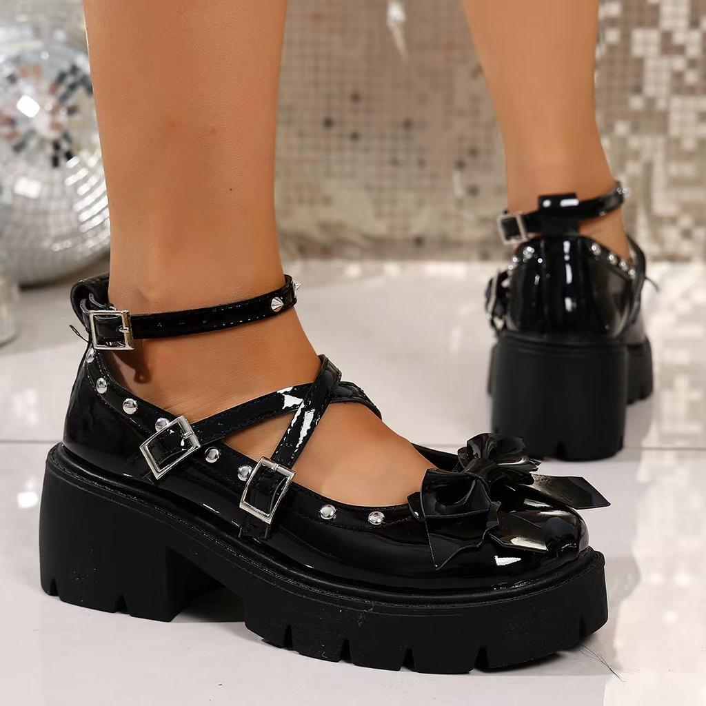 Women Sneakers Japanese Style Patent Leather Jk Shoes Buckle Platform Mary Janes Shoes Woman 2025 Bowknot Lolita Shoes for Women
