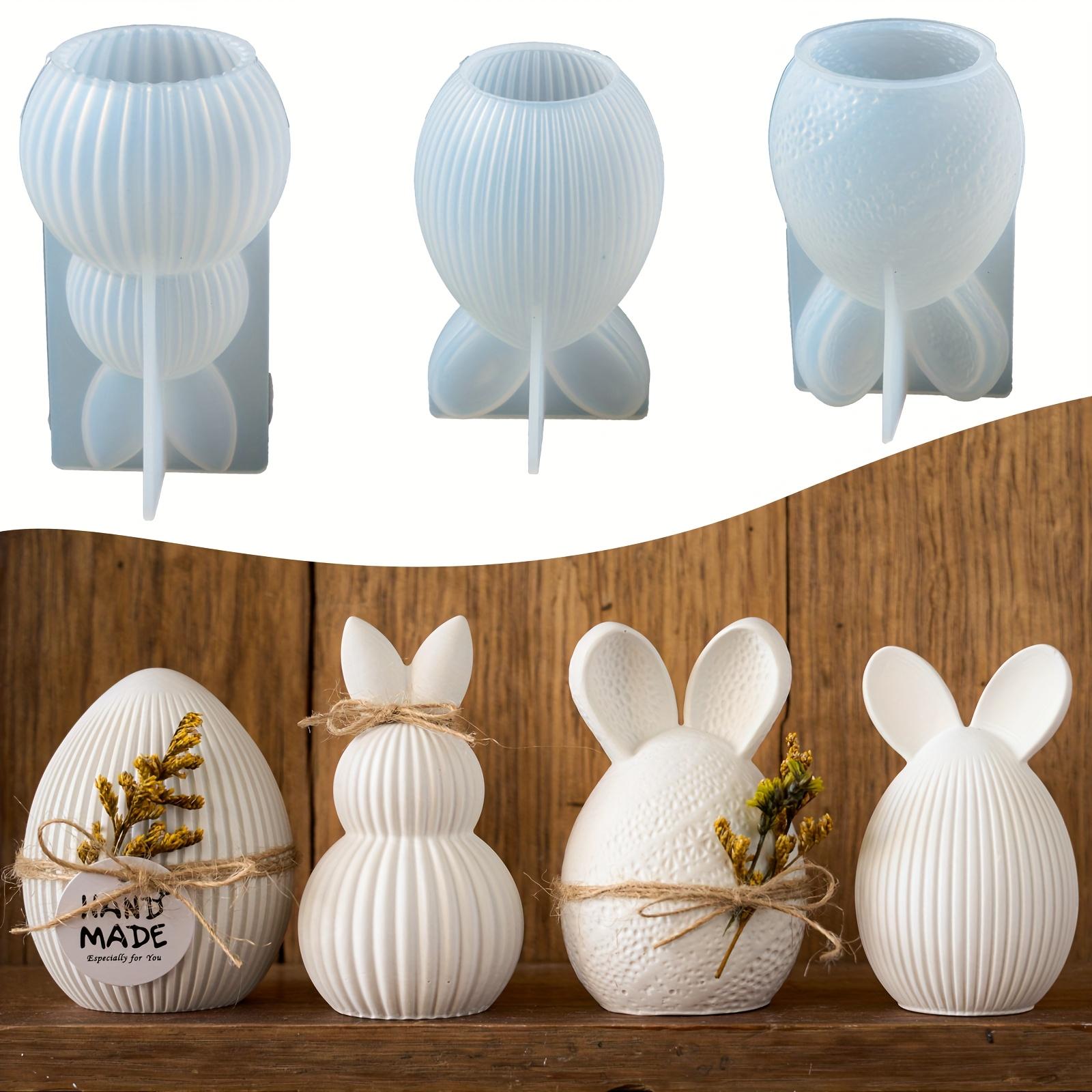 

Easter Series Silicone Mold 3D Striped Egg Straight Ear Rabbit Gourd Diamond Pattern Bunny Scented Candle Gypsum Craft Gift Mold