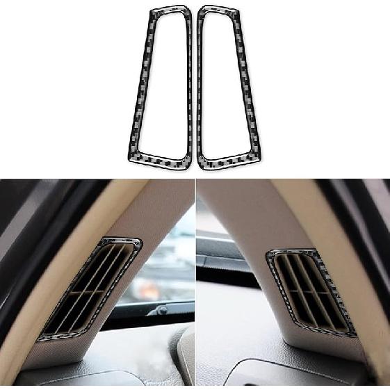 2 Stück Radio-Konsolen-Panel Kohlefaser-Aufkleber-Abdeckungs-Kit AC-Knopfrahmen für Infiniti G37 2008-2013 G35 2007-08 G25 2011 2012 Q60 2014 2015 (Stil B.)