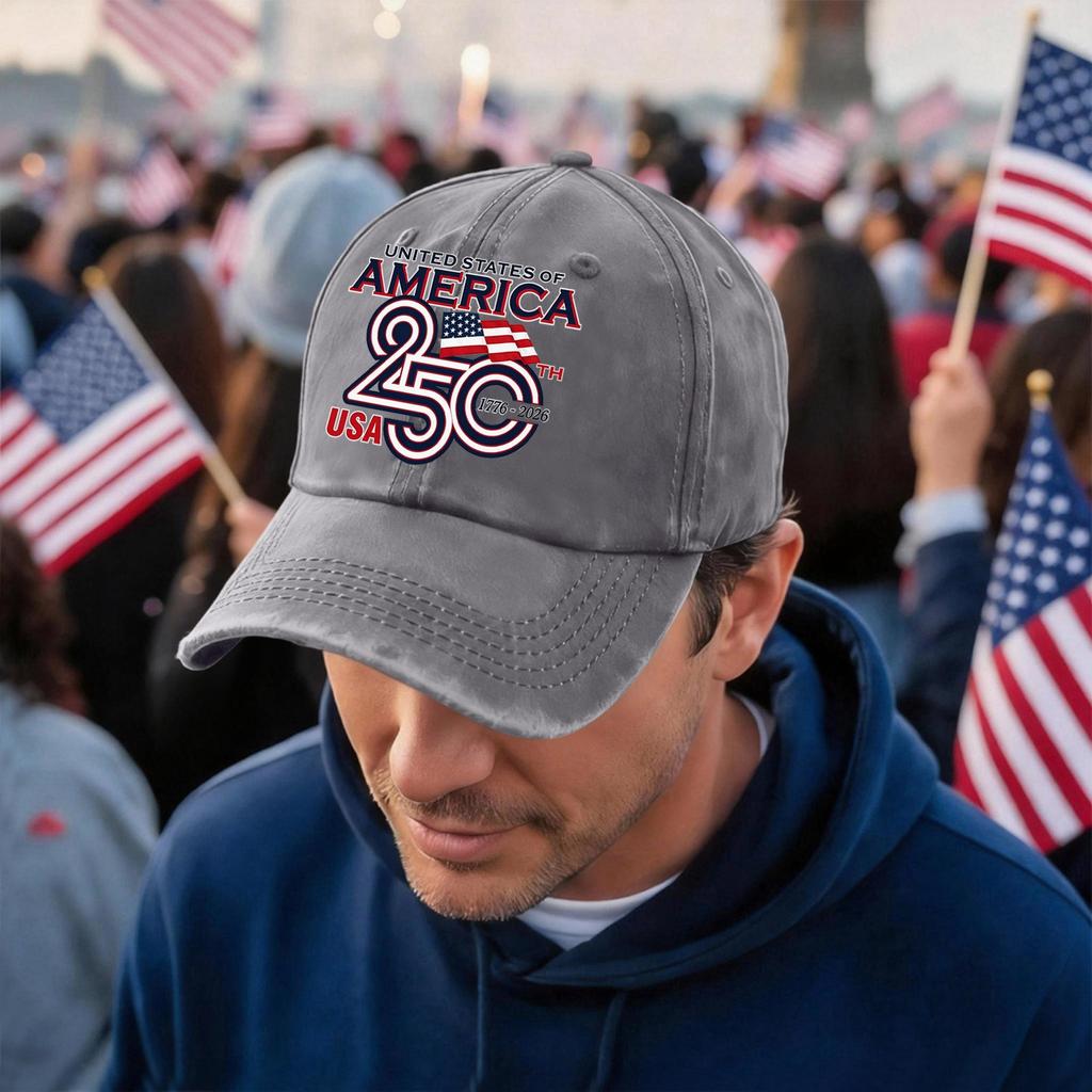 Men's and Women's Matching American 0th Anniversary Anniversary Embroidered Vintage Washed Baseball Cap