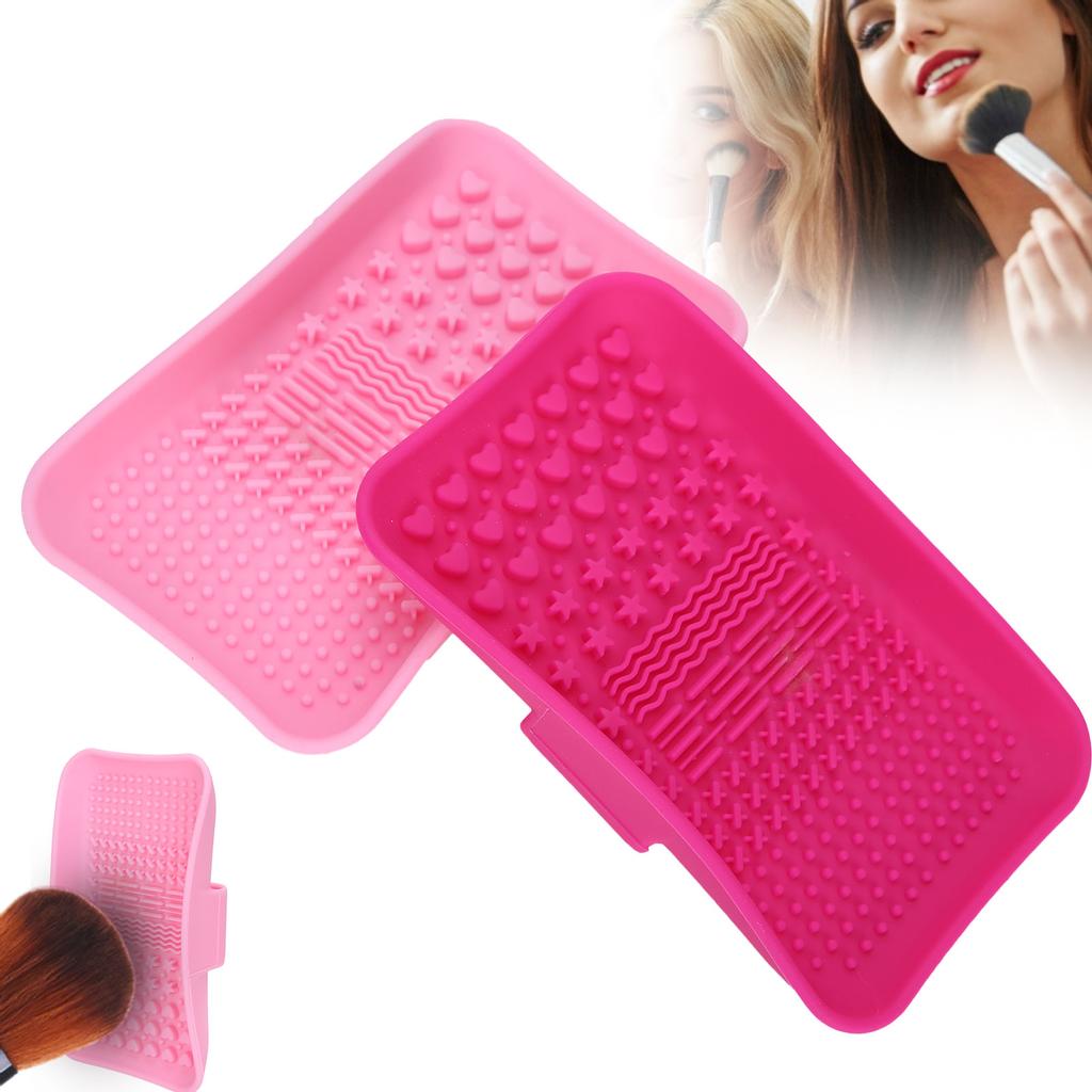2pcs Silicone Makeup Brushes Cleaning Pads Mats Cosmetic Makeup Brush Cleaners Washing Tool