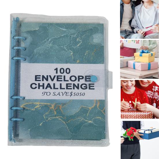 

Yousheng 100-дневная книга-переплет для экономии денег с конвертами для наличных, водонепроницаемый мягкий гибкий блокнот для экономии денег, бюджетный переплет