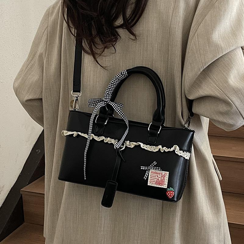 Girls Lace Handbag Women's New Large-capacity Commuter Shoulder Messenger Tote Bag