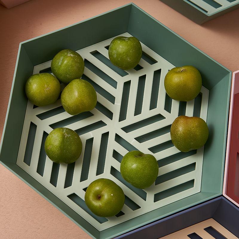 Double Drain Basket Fruit Plate Creative Fashion Living Room Coffee Table Snack Fruit Plate Multifunctional Kitchen Washing Fruit Basket