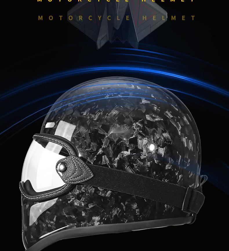 Fiberglass Retro Full Face Motorcycle Helmet with Pig Nose Design for Men and Women - Small Shell, Harley Cruiser Style.
