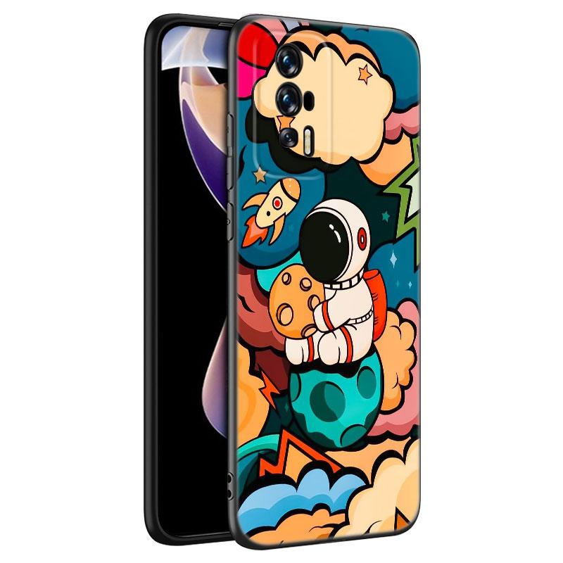 Cartoon Cute Astronaut Black Phone Case For Xiaomi Redmi 7A 8A 9A 10A 11A 9C 10C 12C 13C 11 Prime A1 A2 Plus 12 4G Note 9T 12R