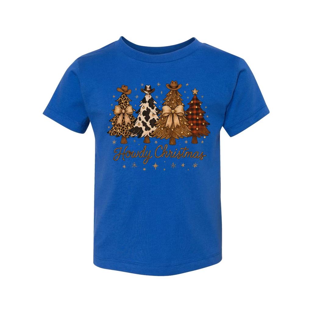 Unisex Christmas T Shirt With Howdy Christmas Tree Graphic Leopard Print Cow Pri