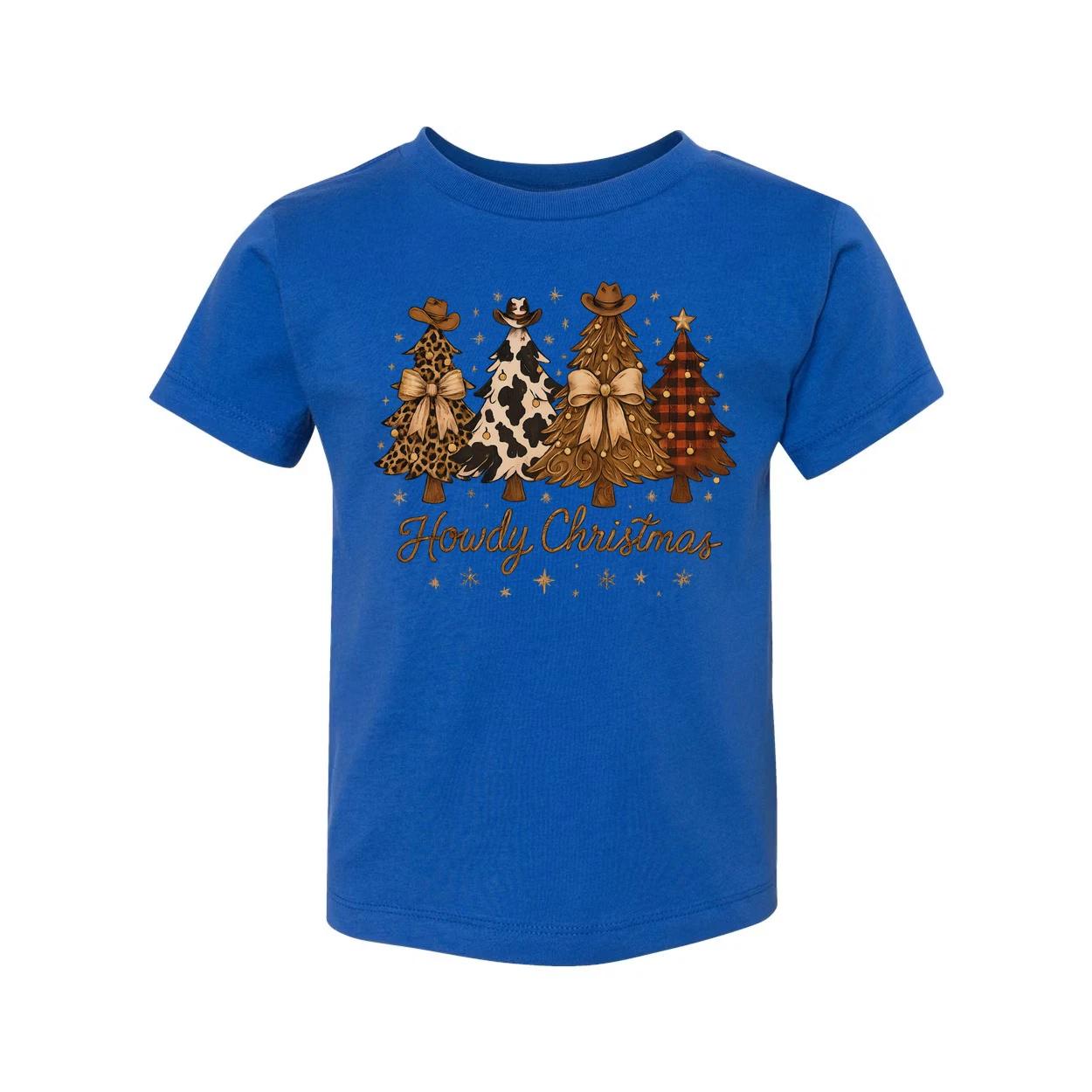 Unisex Christmas T Shirt With Howdy Christmas Tree Graphic Leopard Print Cow Pri L