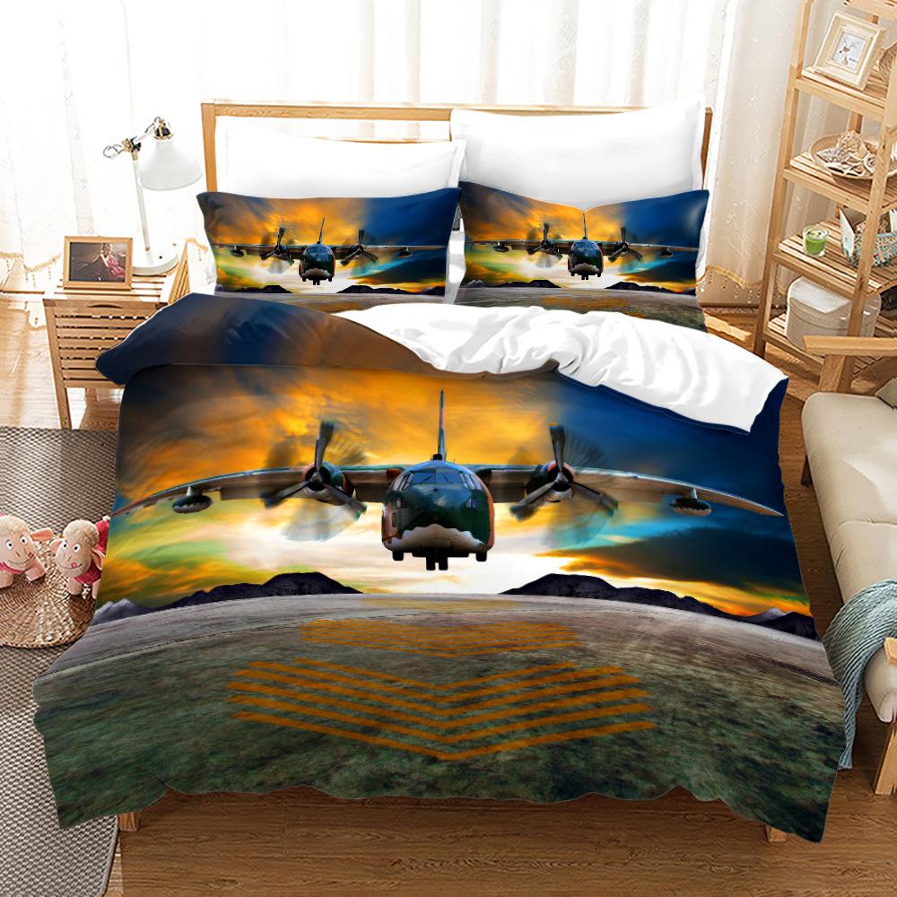 Airplane Duvet Cover Set King Queen Size for Kids Children Teens Aviation Aircraft Sky Bedding Set Polyester Comforter Cover