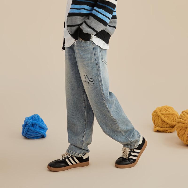 Montagut Kids  Elastic Waist Embroidered Denim Jeans 160