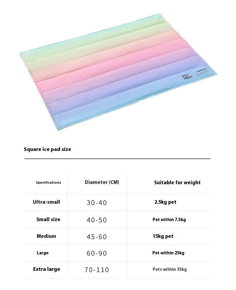 Pet Rainbow Gradient Ice Nest Dog Mat Sleeping Mat Summer Ice Nest Cat Ice Nest Mat, Pet Ice Mat, Cat Accessories S