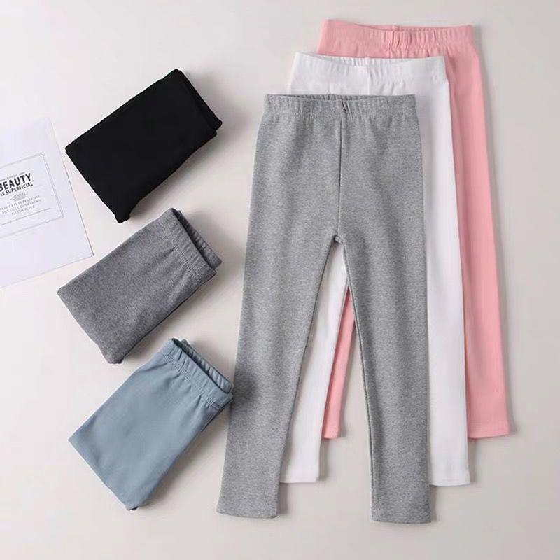 "Girls' Thin Cotton Leggings for Spring and Autumn - White, Black, or Gray"