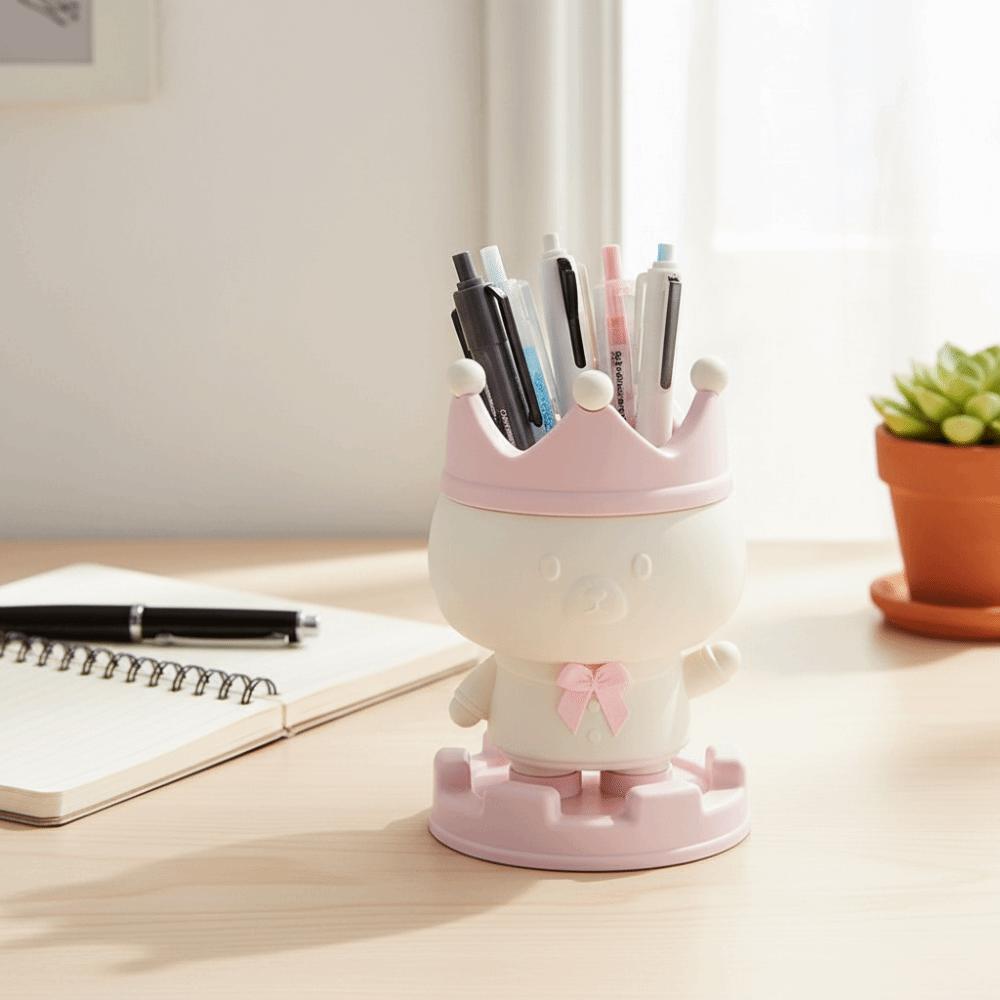 Cartoon Design Pen Holder Multi-functional Stationery Storage Box  Student Use