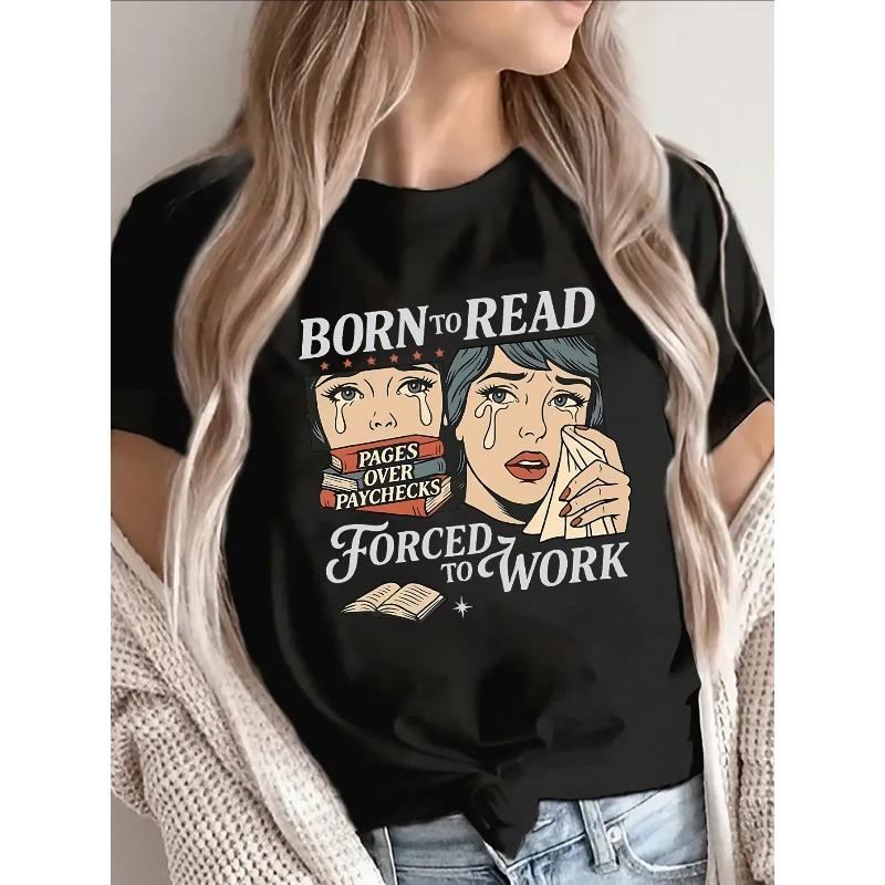 Damen-T-Shirt mit kurzen Ärmeln und einem humorvollen Zitat über das Lesen, ideal für lässige Ausflüge zu Hause, bei der Arbeit oder in Cafés. Es ist leicht, langlebig