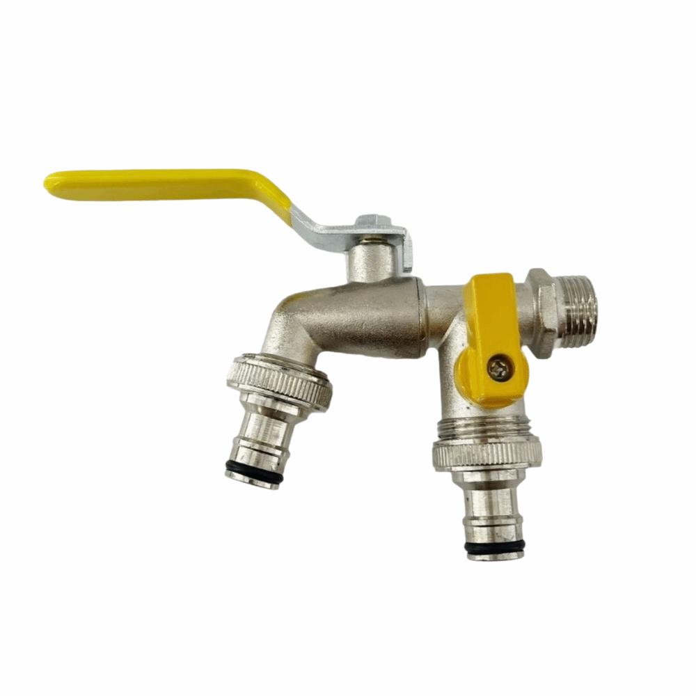 1/2 Inch Inlet Washing Machine Outlet Faucet Zinc Alloy Dual Outlet Dual Outlet Faucet 90 Degree Valve Rust-Proof