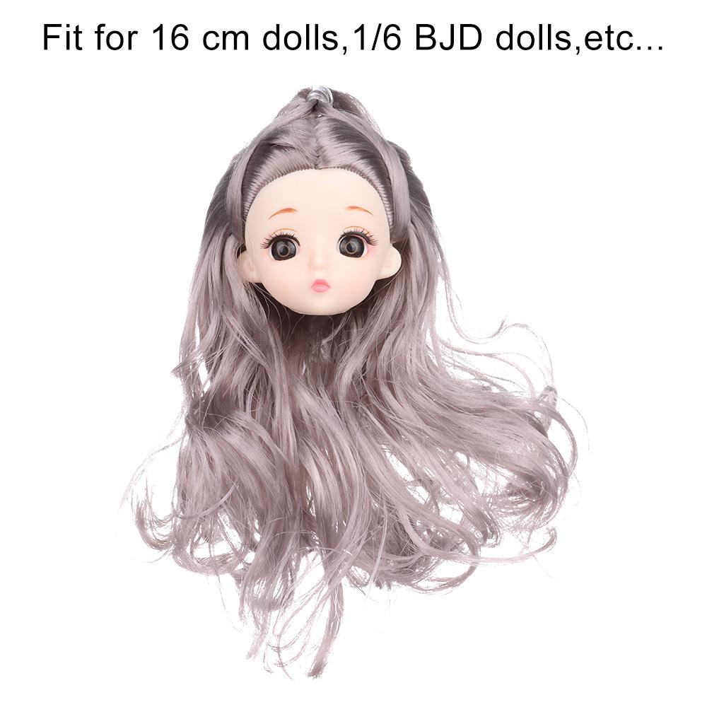 30CM Doll Head With Long Curly Hair Straight Wig For 16cm Dolls Accessories Removable Joint Toys DIY Head For 1/6 BJD Dolls