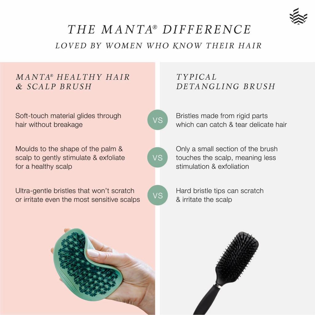 MANTA Manta Hairbrush Original White Brush for Men and Women, Scalp Massager