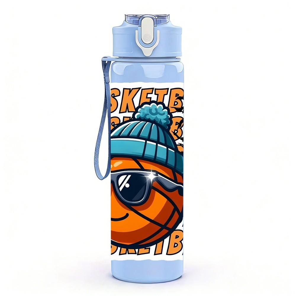 1PC Basketball Character Sunglasses Summer Style 750ml Color Plastic Sports Water Bottle Leakproof Flip Straw Lid Suitable for Sports Office Home Use