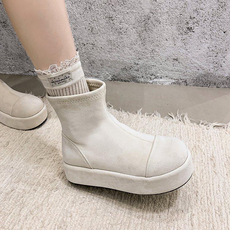 White French Retro Short Boots Children's 2025 Autumn and Winter New Versatile Elastic Thin Boots Muffin Thick-soled Martin Boots