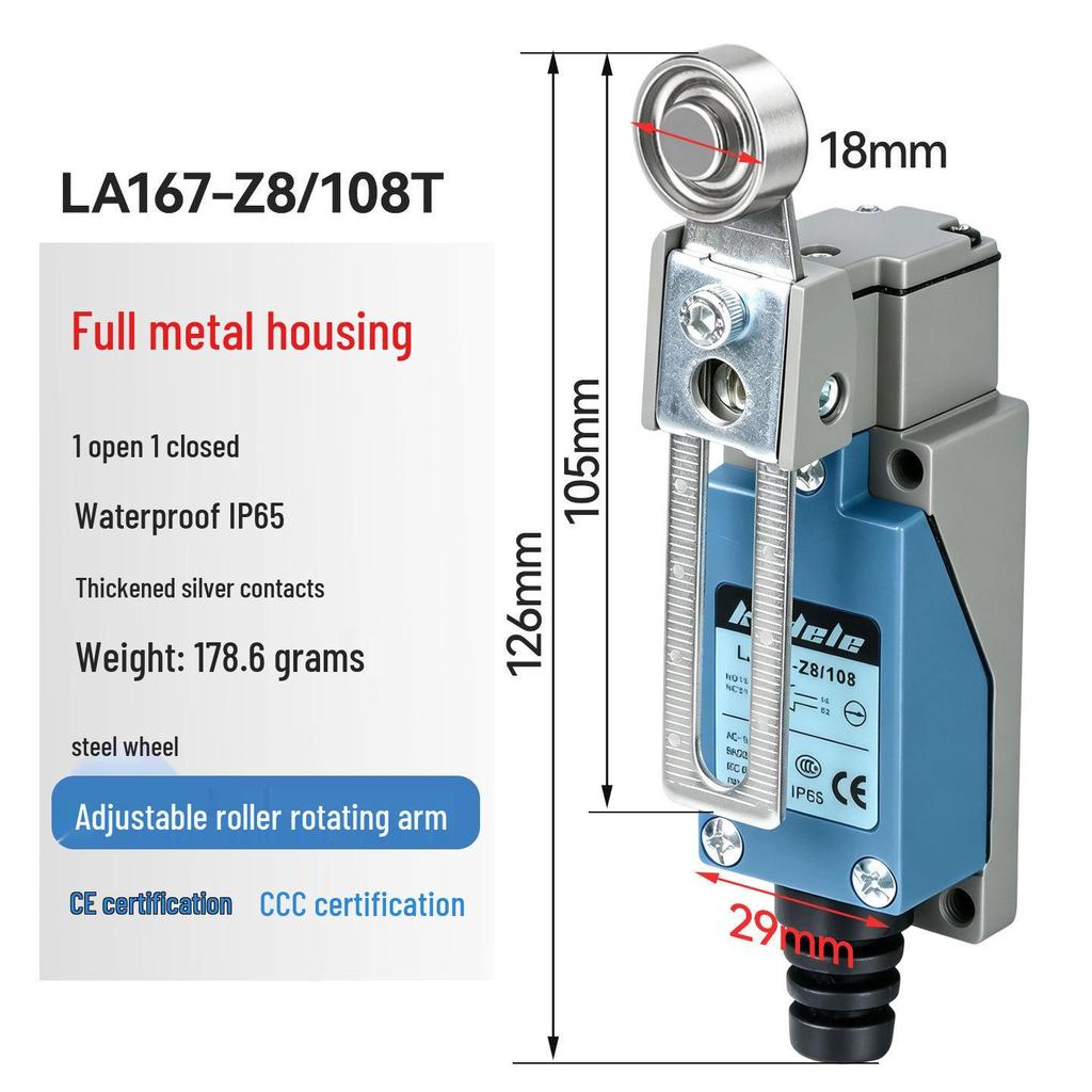 Self-Resetting Long Lever Universal Limit Switch with Spring Lever LA167-167