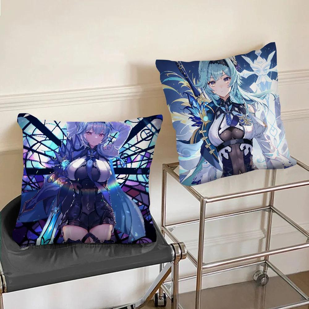 1Pc Game Anime Genshin Impact Eula Lawrence Pillow Case Square Pillow Cushion Cover Bedroom Sofa Room Decoration Casual