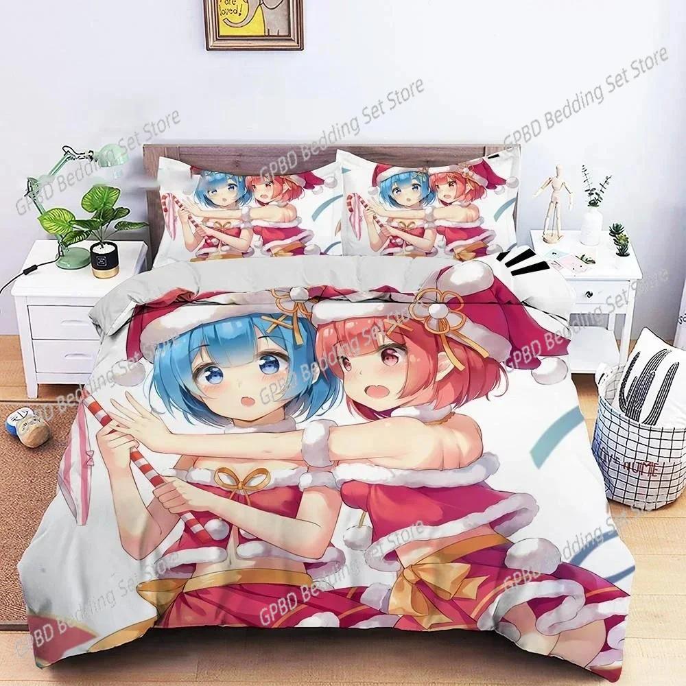 Anime Re Zero Ram Rem 3D NEW Duvet Cover Pillowcase Bedding Set Adult Boy Girl Bedroom Decoration Children Single Double Large