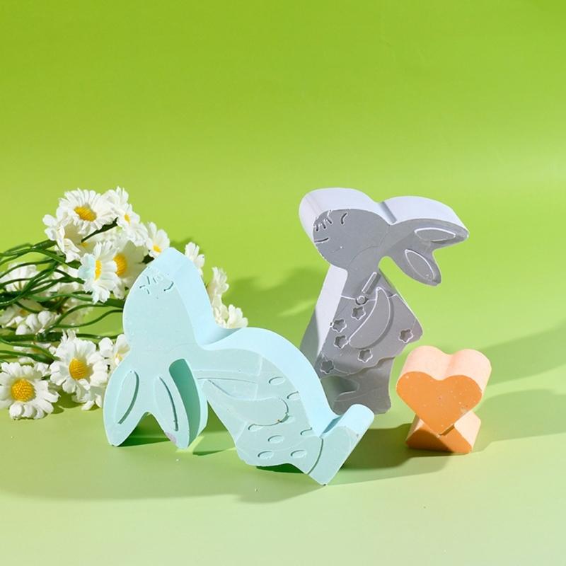 Couple Hare Silicone Candle Molds Heat Resistant Silicone Mould for Making Candle Soap Epoxy Resin Festival Decoration