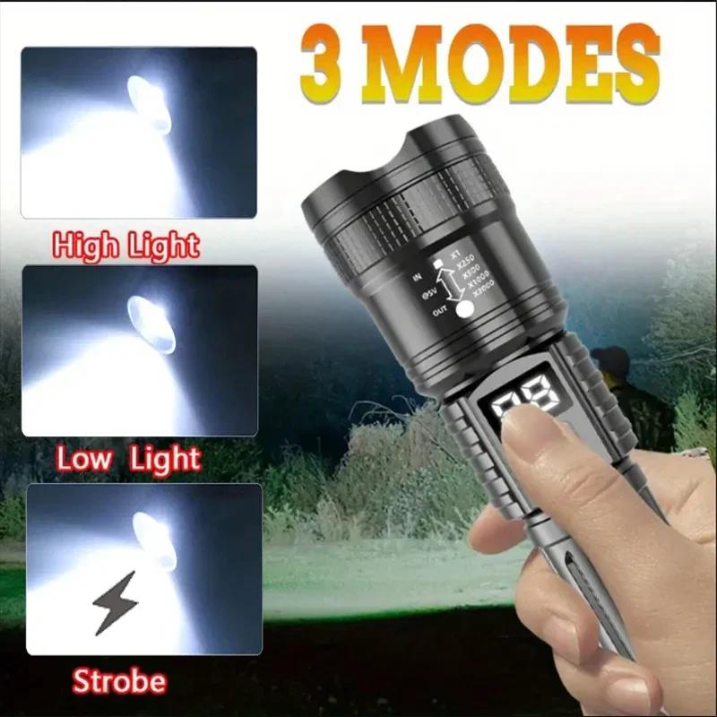 High Power LED Flashlights Rechargeable 3mode Lamp Portable Military Tactical Lantern Zoom Torch Light Outdoor Camping Fishing