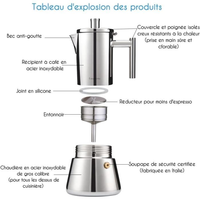 Cafetière italienne - GENERIC - Diego - Acier inoxydable - 200ml - 2 à 4 tasses