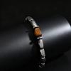 Silver Color Retro Irregular Beaded Bracelet for Men, Chic Tiger Eye Stone Elastic Chain Bracelet, Fashion Punk Jewelry Gift