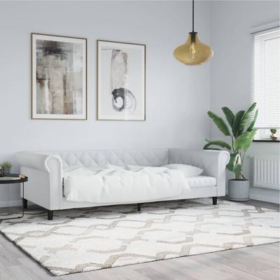 Vidaxl Sofa with Sleeping Function, White, 100X200 Cm, Faux Leather