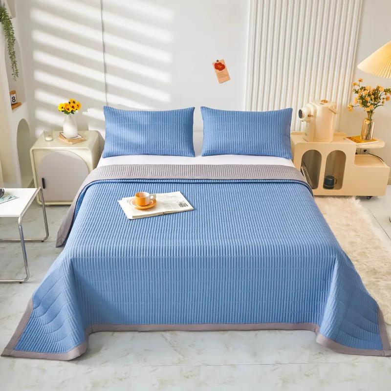 Summer Thicken Floral Bed Cover Double-layer Yarn Clip Cotton Cover Anti Mite Bedspreads Student Dormitory Mattress Thin Quilt