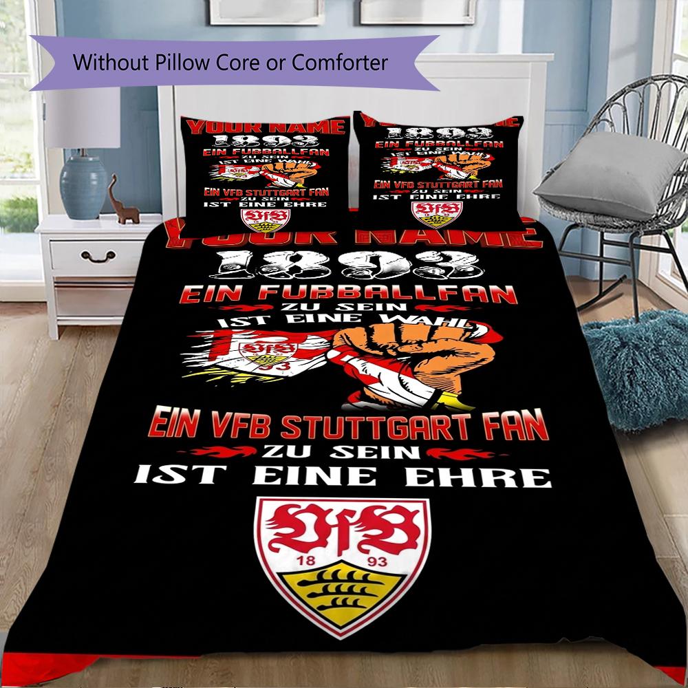 Custom Name VfB Stuttgart Bedding,Quilt Set Quilt Cover Pillowcase Home Birthday Gift(1 * Duvet Cover + 2 * Pillowcase, Without Core)_xia