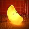 Silicone Yellow Cute Moon Shape LED Night Light Decoration Lamp for Children Room BedroomYellow