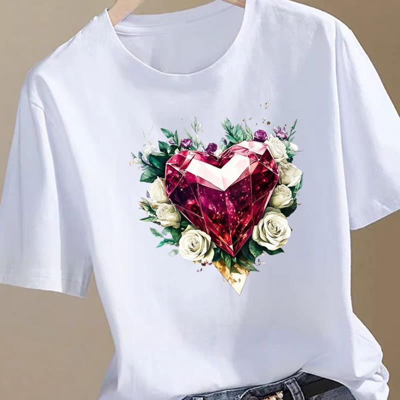 (Asian Size) Trend 90s Lovely Women Fashion Print Female Clothing T Shirt Tee Top Woman Short Sleeve Graphic T-shirts