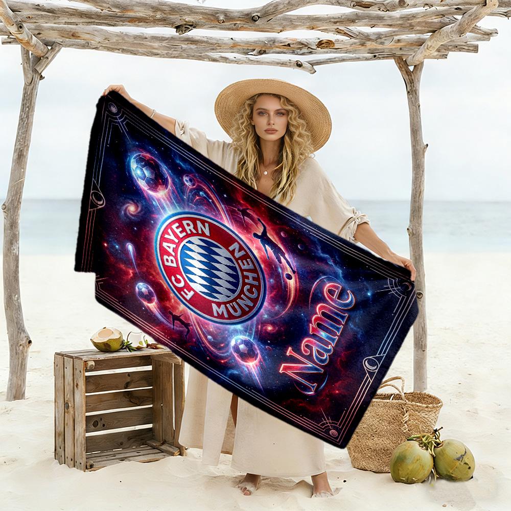 Bayern Munich Galaxy Artwork Customized Name Beach Towel Soft Durable Quick-Dry Portable for SwimmingBeachCamping Travel Beach AccessoriesGym