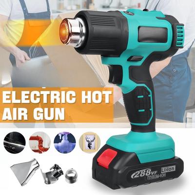 Pistolas de Ar Quente Portáteis Sem Fio de 200W Temperaturas Ajustáveis com 3 Bicos Pistolas de Calor Elétricas Recarregáveis de 21V para Bateria de Lítio de 18V