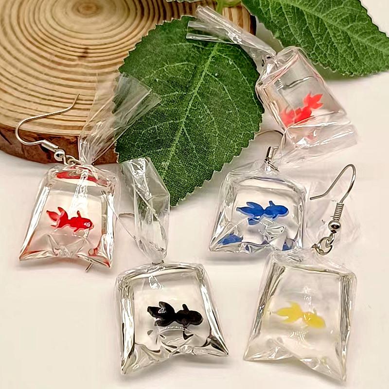 Handmade Fish Earrings 5 Colours Choose From Plastic Emulation Goldfish Earrings Funky Earrings Quirky Earrings Fashion Jewelry