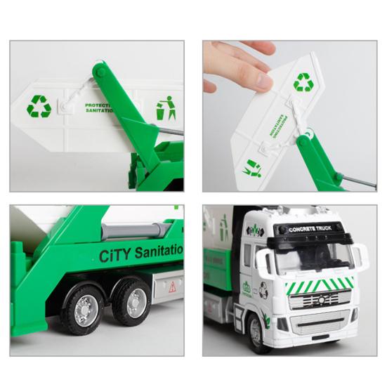 Kids Toy Car Pull Back Alloy Vehicle Model Engineering Garbage Sanitation Truck