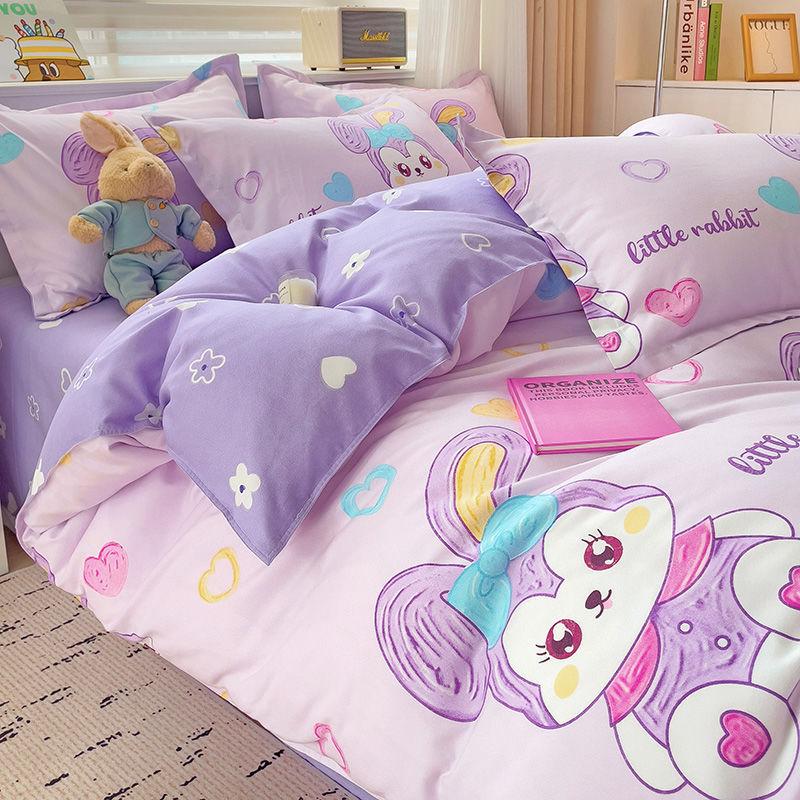 Zestaw czteroczęściowy Klasy A Domowy Gruby Przyjazny dla skóry Piaskowany Twill Ins Kreskówkowy Pokrowiec na kołdrę Zestaw trzyczęściowy na łóżko do akademika