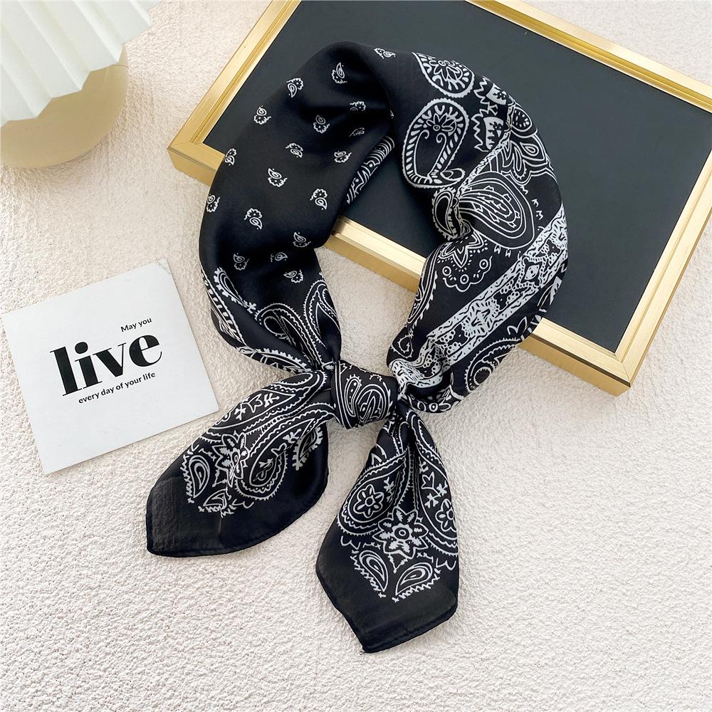 70 Silk Scarf: Small Square for Women - Lightweight Korean Fashion, Perfect for Spring, Summer, Autumn; Stylish for Flight Attendant or Neck Accessory